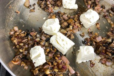 Cream Cheese Added to Skillet