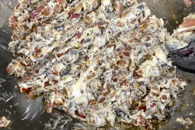 Cream Cheese & Mushrooms Combined in Skillet