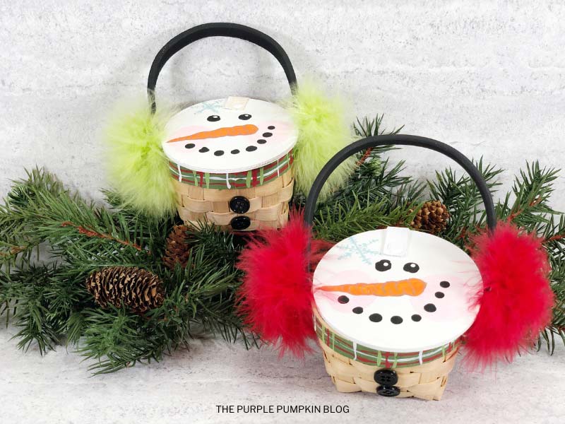 Finished Snowman Baskets