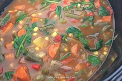 Finished Slow Cooker Vegetable Soup