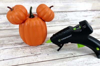 Glue Mini Pumpkin Ears to Large Pumpkin