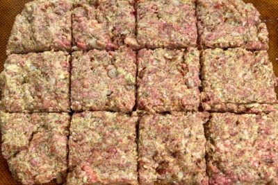 Ground Meat Mixture cut into portions