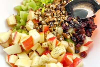 Mixing Apple Salad Ingredients Together