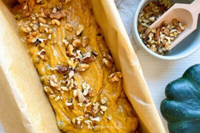 Pumpkin Bread Batter in Loaf Pan