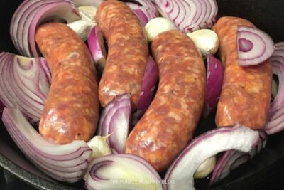 Sausages and Onions in Skillet