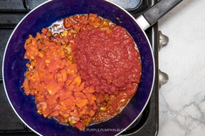 Tomatoes & Passata added to Pan
