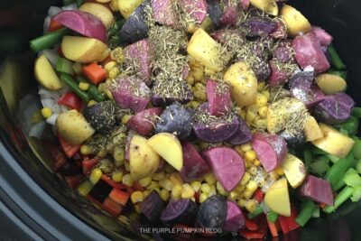 Vegetables Added to Slow Cooker Pot