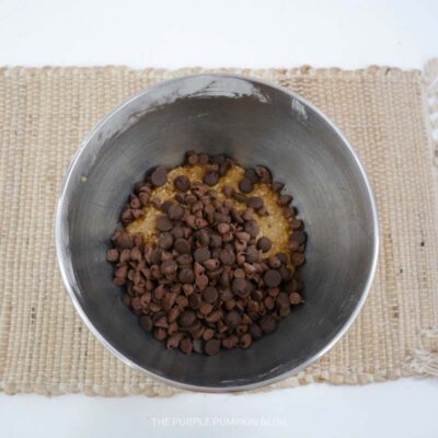 Chocolate Chips Added to Cookie Dough