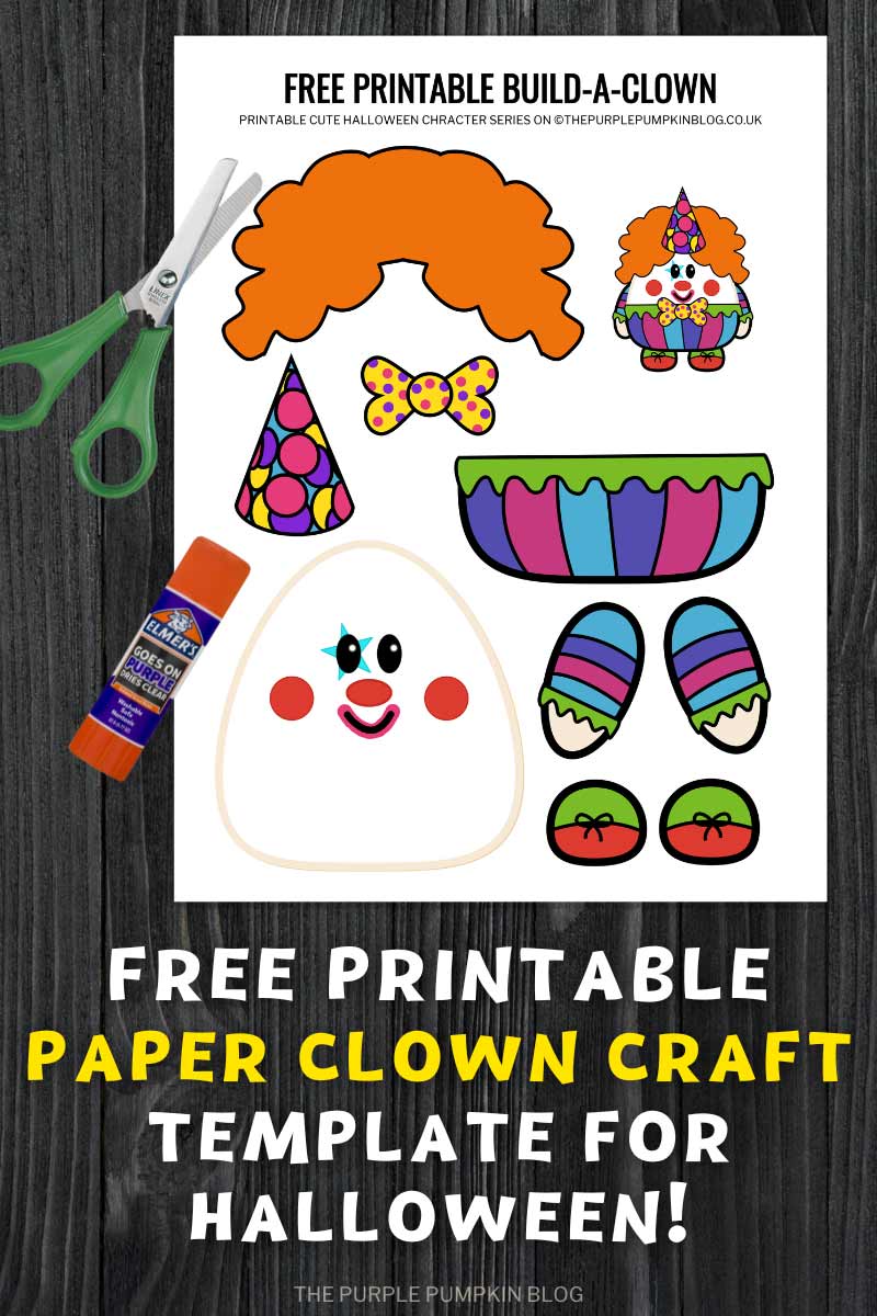 Free Printable Paper Clown Craft Template for Halloween
