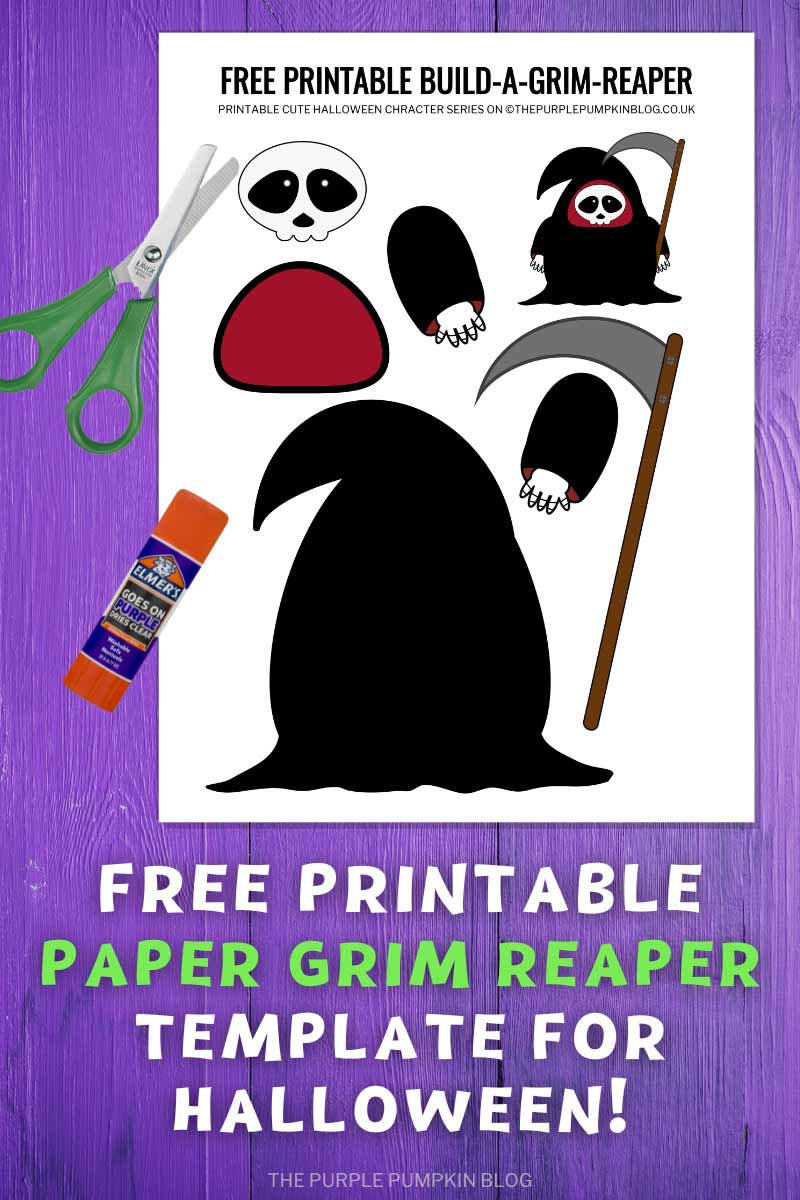 Free Printable Paper Grim Reaper Template for Halloween