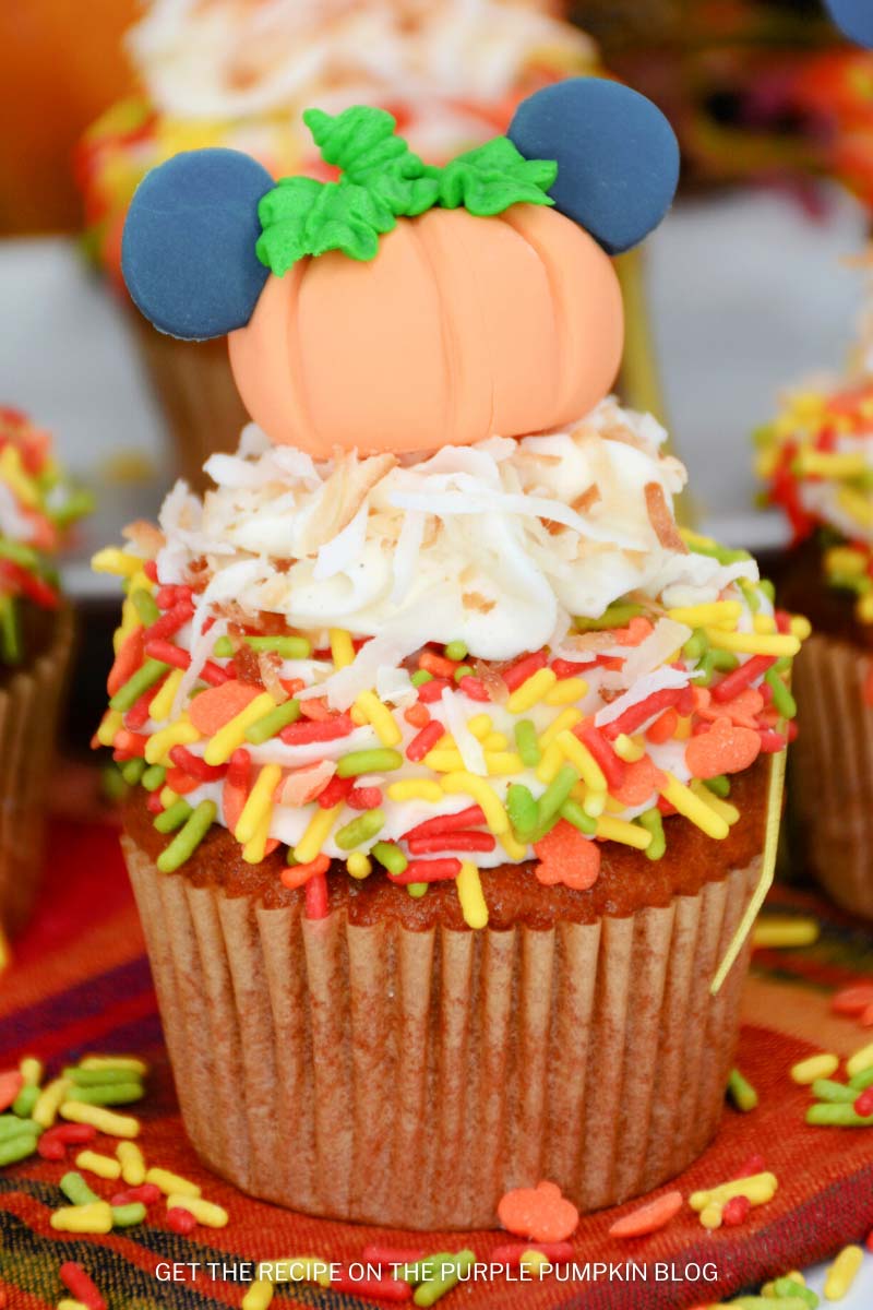 Mickey Mouse Pumpkin Cupcakes with Toasted Coconut
