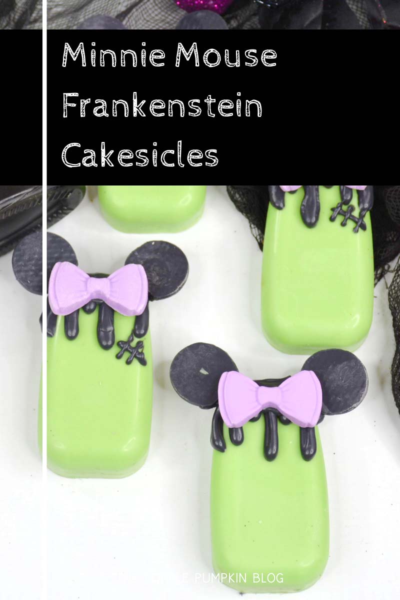 Minnie Mouse Frankenstein Cakesicles for Halloween
