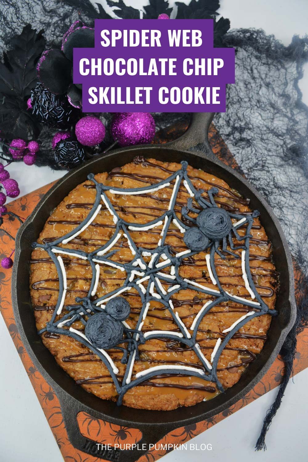 Spider Web Chocolate Chip Skillet Cookie For Halloween