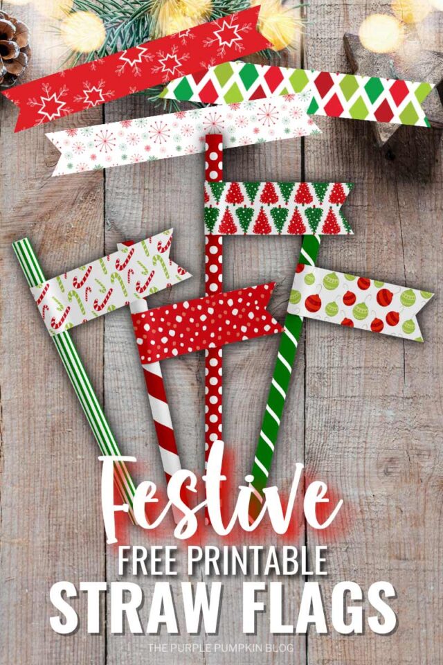 Free Printable Christmas Party Straw Flags For Your Festive Drinks
