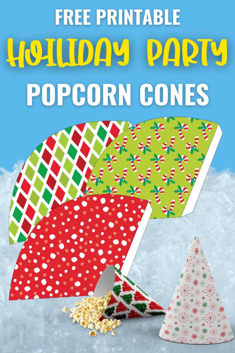 Free Printable Christmas Party Popcorn Cones