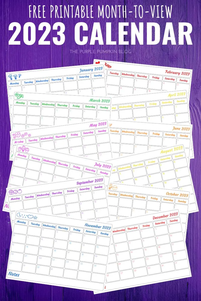 Free Printable Calendar - 2023 Month-To-View Calendar Sheets