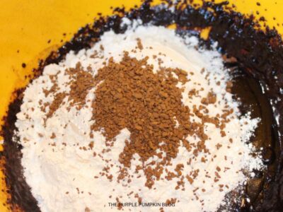 Chocolate Espresso Cookie Ingredients in Mixing Bowl