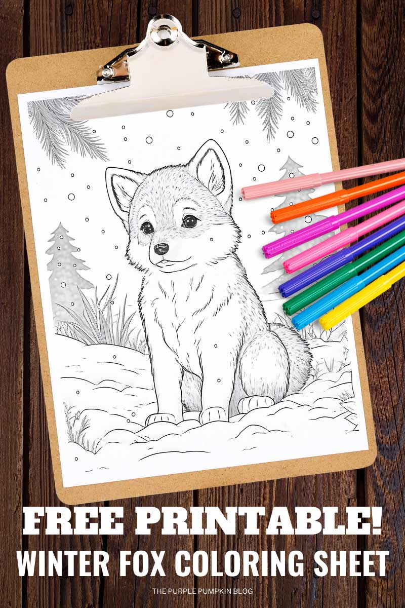 Free Printable! Winter Fox Coloring Sheet
