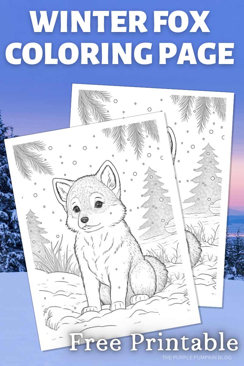Winter Fox Coloring Page Free Printable