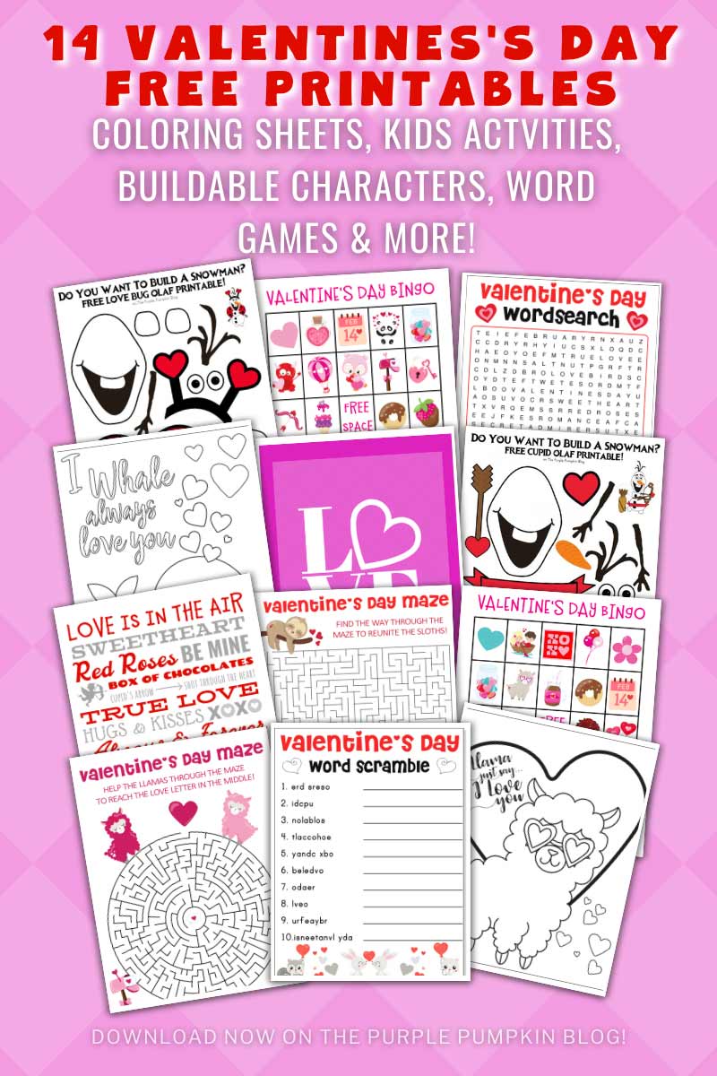 Digital images of the 14 Free Valentine's Day Printables To Download!