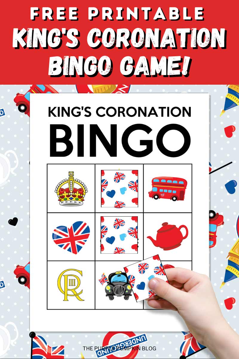 Digital image of Free Printable King's Coronation Bingo Game Cards