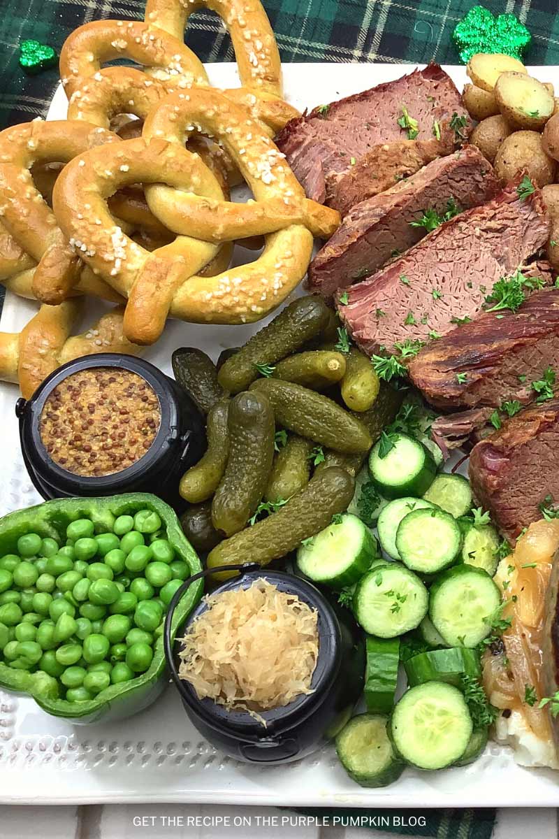 St. Patrick's Day Dinner Board with Corned Beef & Pretzels