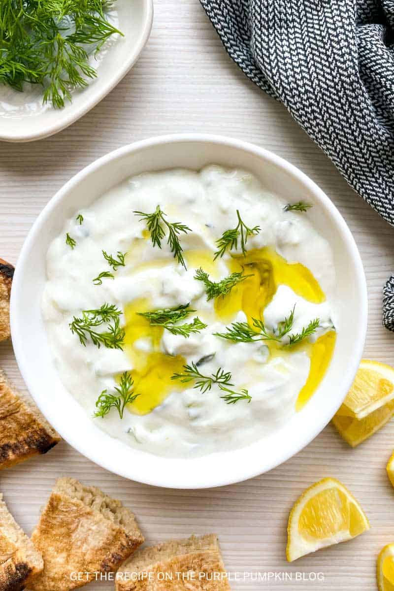 Tzatziki Recipe with Greek Yogurt, Cucumber & Mint