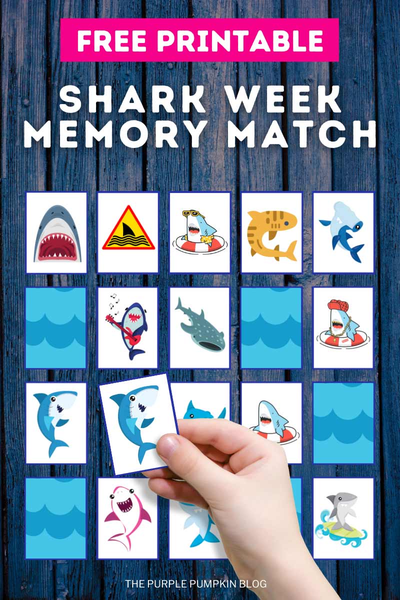 Free Printable Shark Week Memory Match