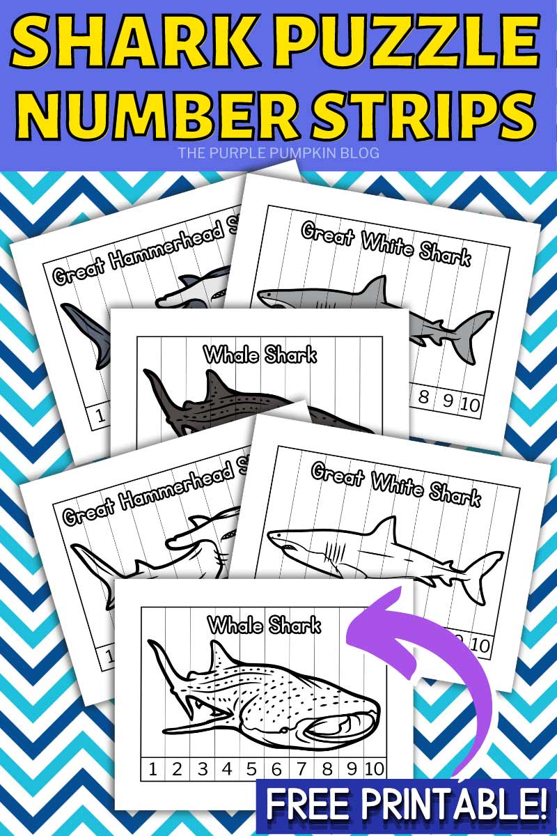 Shark Puzzle Number Strips Free Printable!