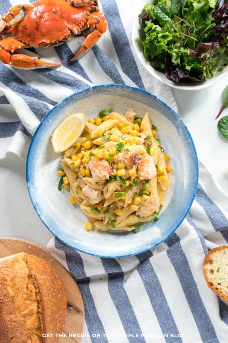 Image result for Pasta with Lump Crab and Sweetcorn Recipe: Seafood Pasta Dish