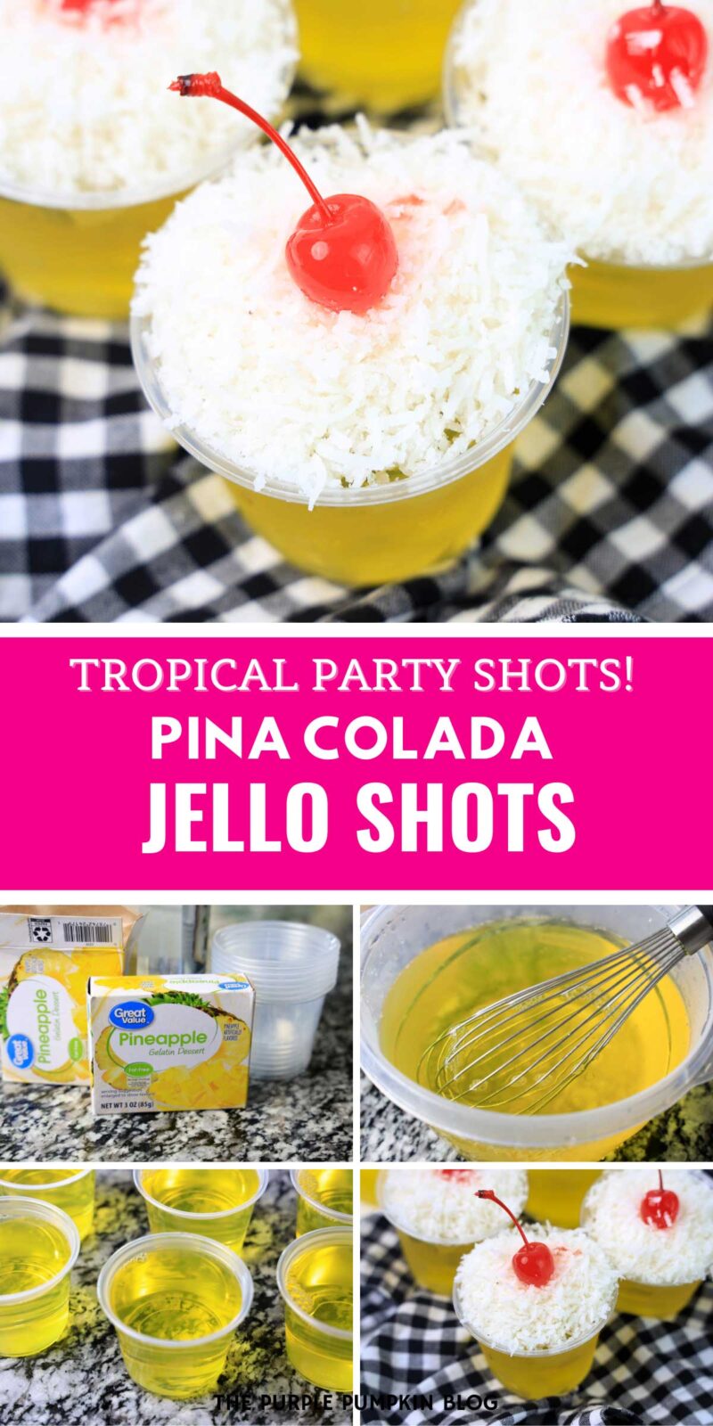 Tropical Party Shots - Pina Colada Jello Shots