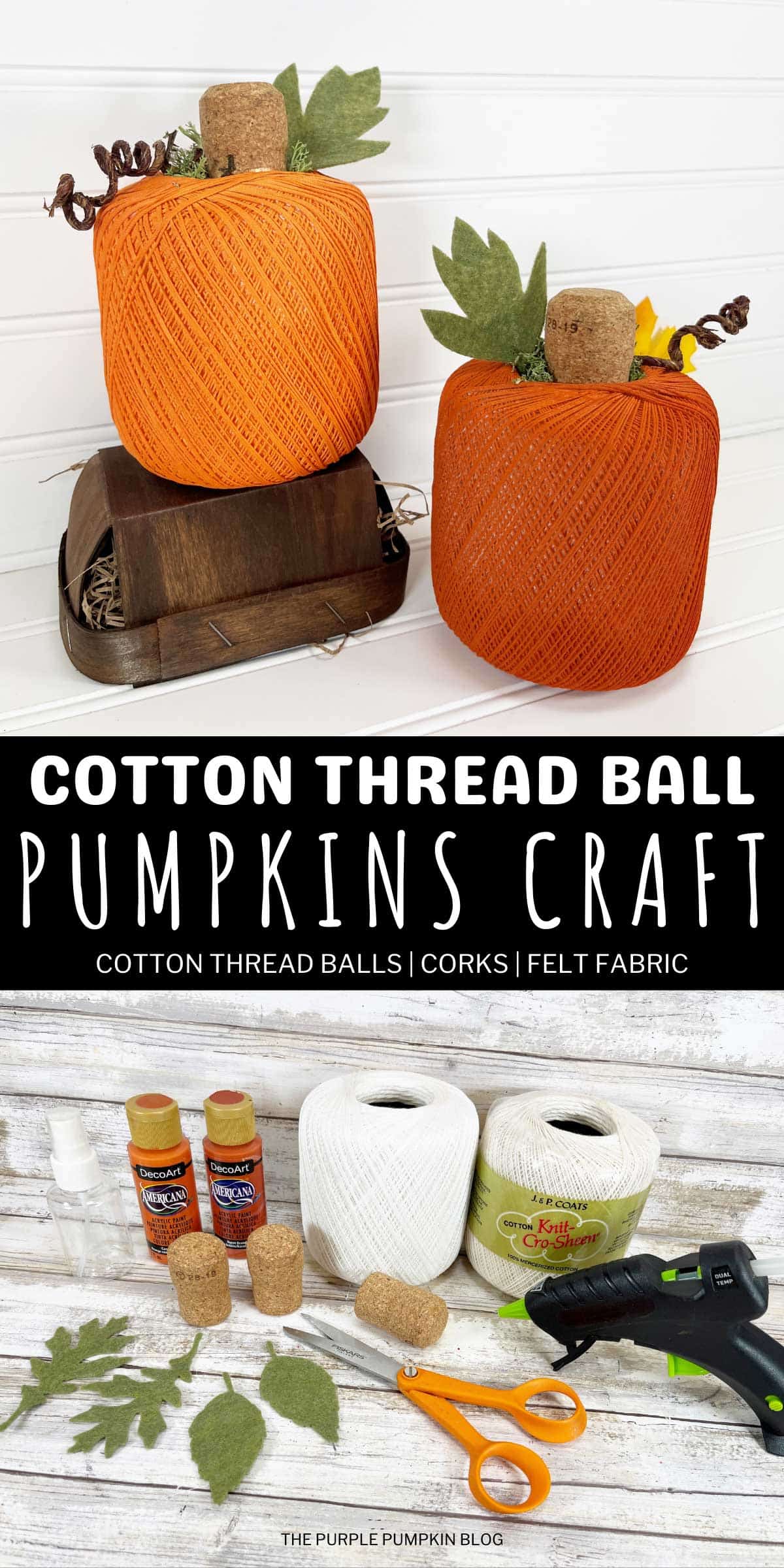 Thread Pumpkin Upcycled Thread Ball Pumpkin Craft (Fall Craft Idea)