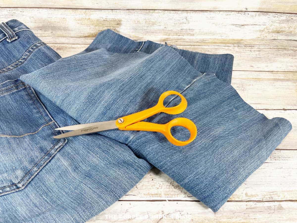 Easy No Sew Denim Pumpkin Craft Using Old Blue Jeans
