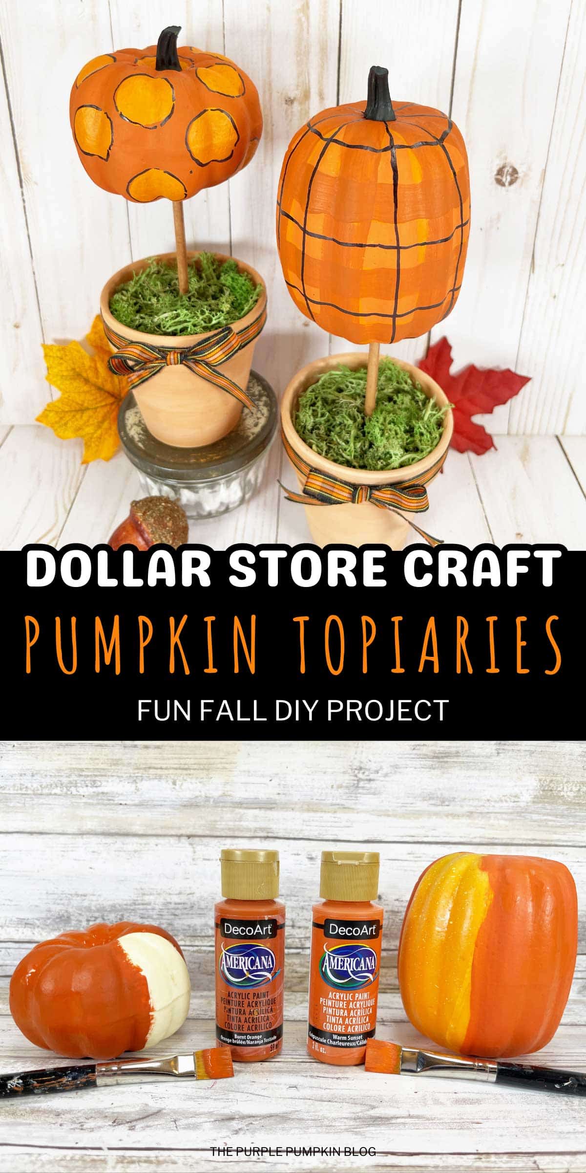 Mini Pumpkin Topiary Craft (Easy Dollar Store DIY)