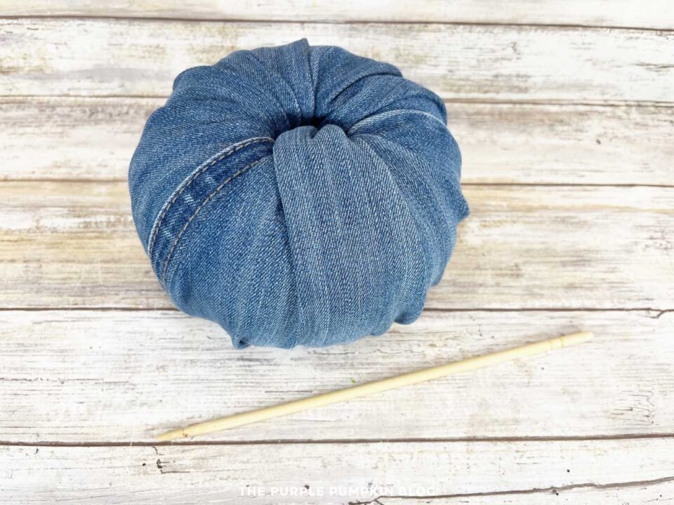 Easy No Sew Denim Pumpkin Craft Using Old Blue Jeans