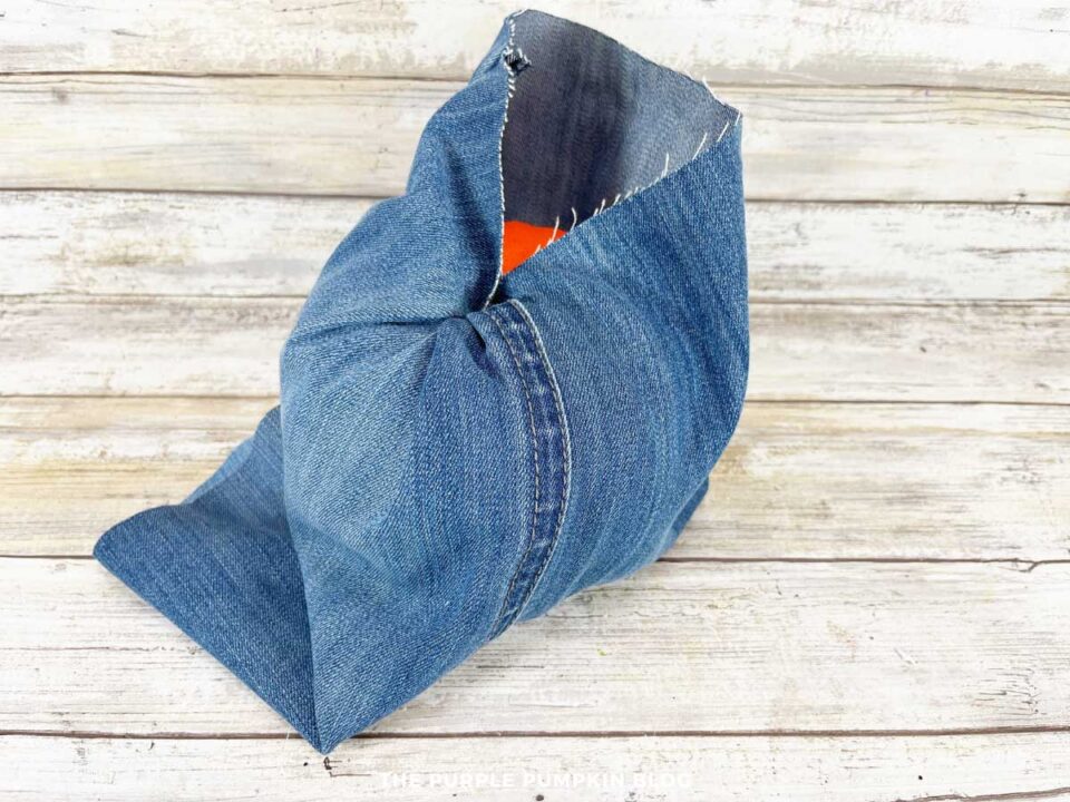 Easy No Sew Denim Pumpkin Craft Using Old Blue Jeans