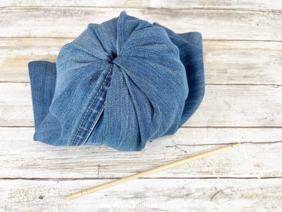 Easy No Sew Denim Pumpkin Craft Using Old Blue Jeans