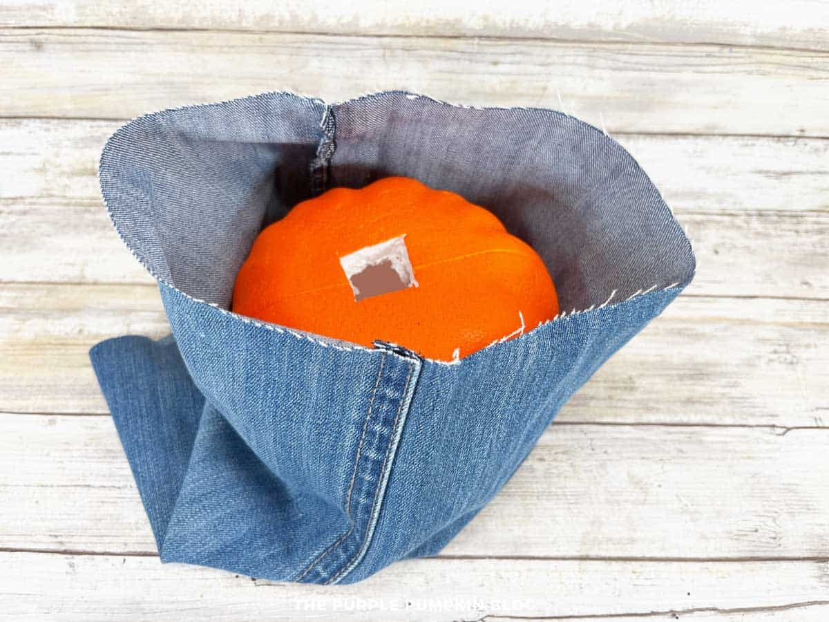 Easy No Sew Denim Pumpkin Craft Using Old Blue Jeans