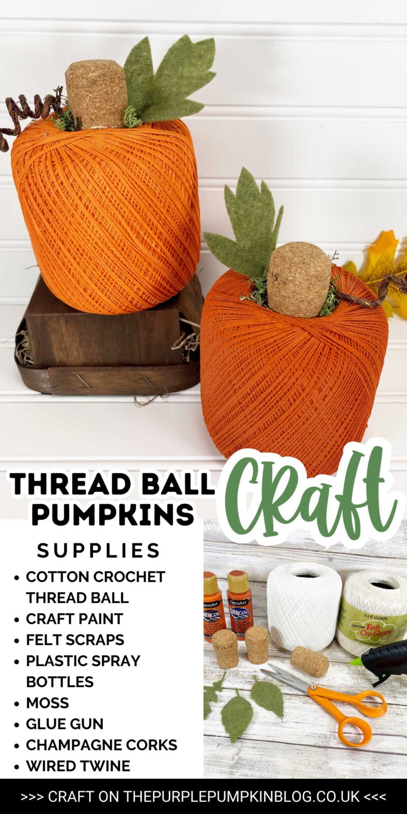 Supplies Needed for Thread Ball Pumpkins Craft