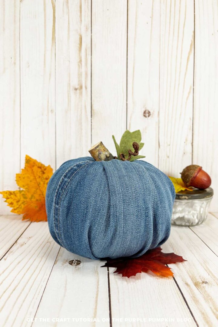 Easy No Sew Denim Pumpkin Craft Using Old Blue Jeans