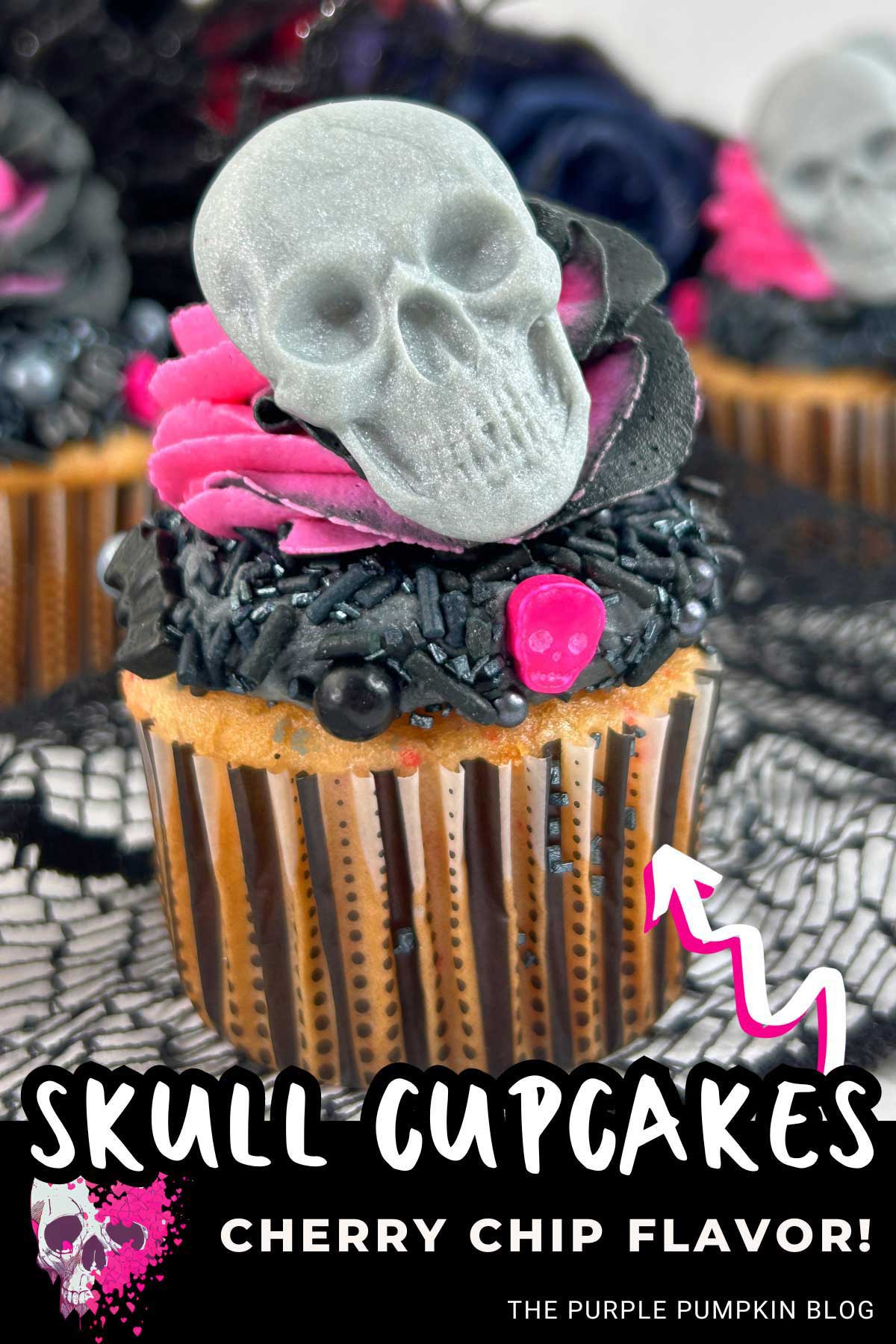 Skull Cupcakes for Halloween - Cherry Chip Flavor