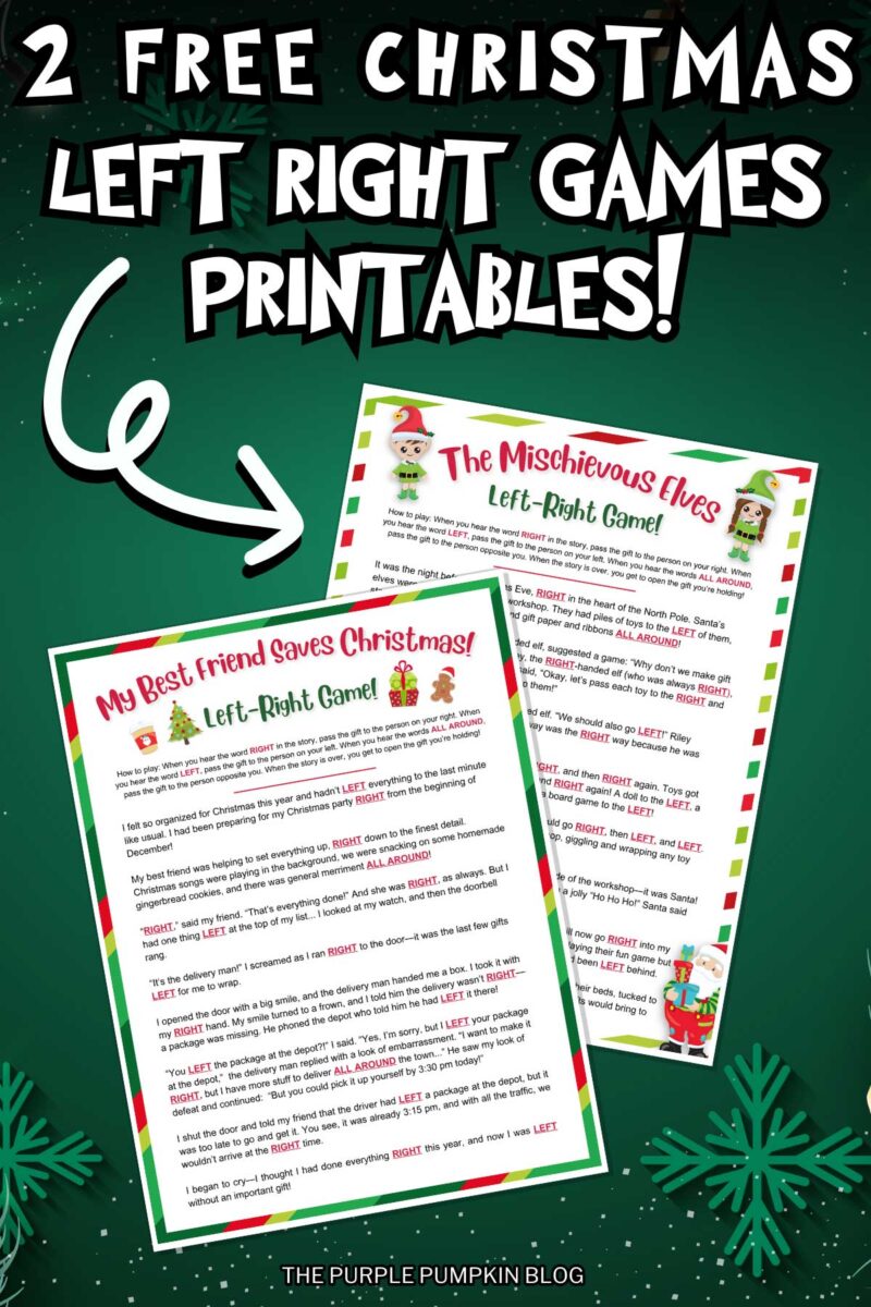 Digital image of 2 Free Christmas Left Right Games Printables
