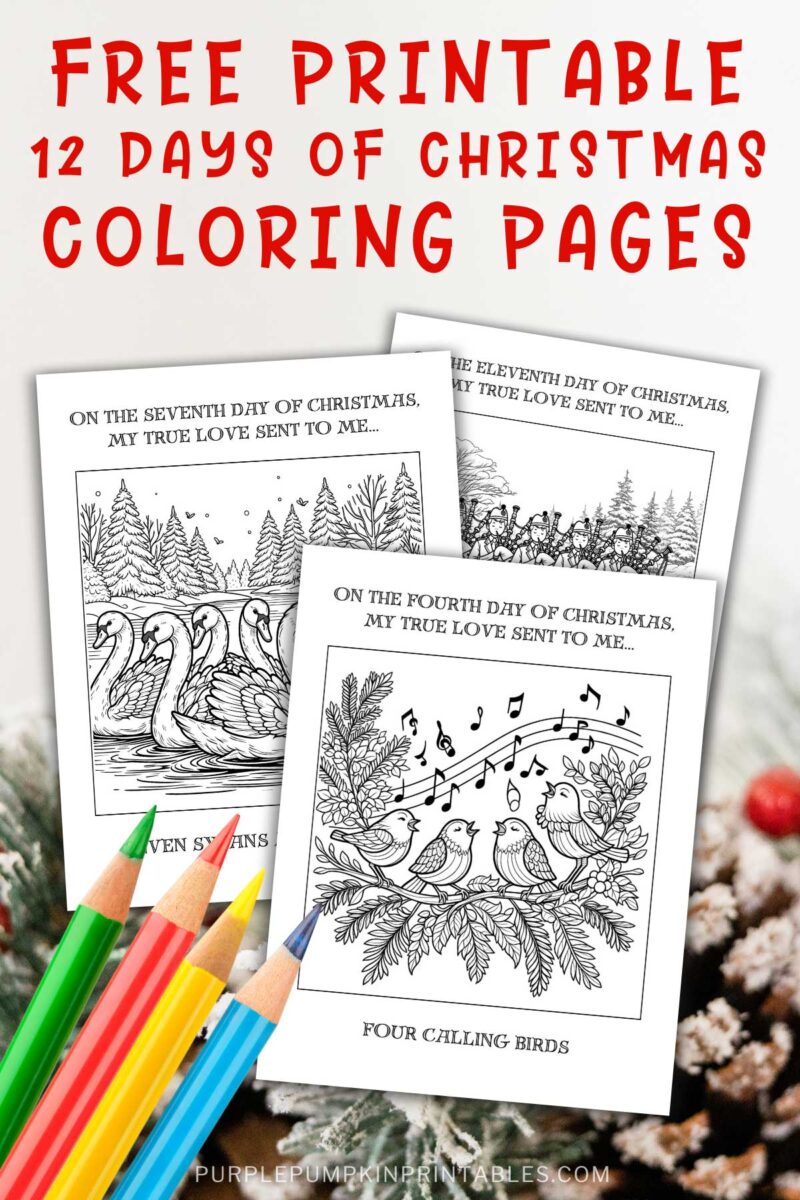 Free Printable 12 Days of Christmas Coloring Pages to Download