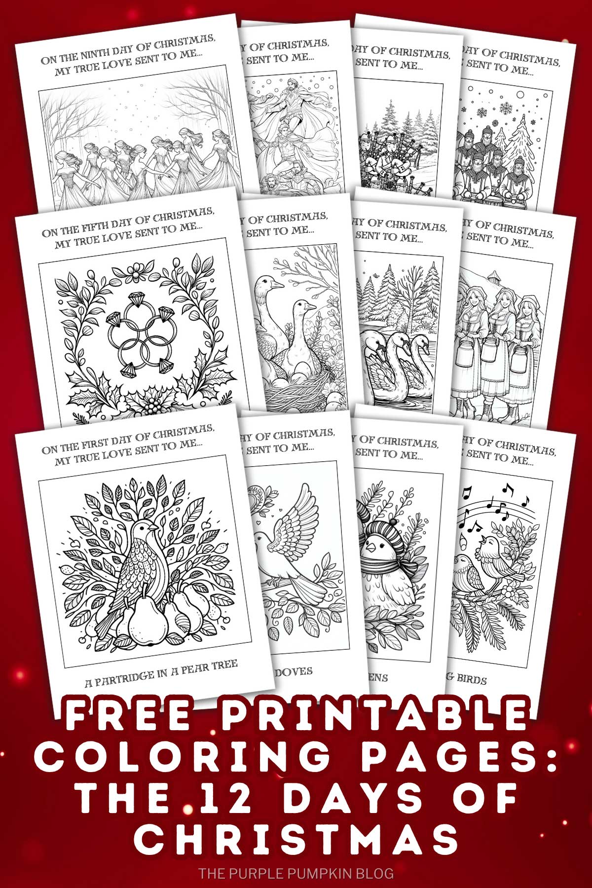 Free Printable Coloring Pages - The 12 Days of Christmas