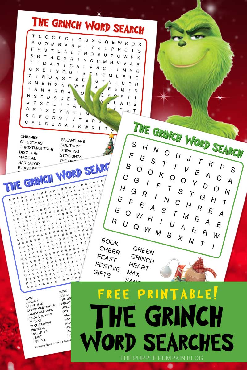 Free Printable! The Grinch Word Searches