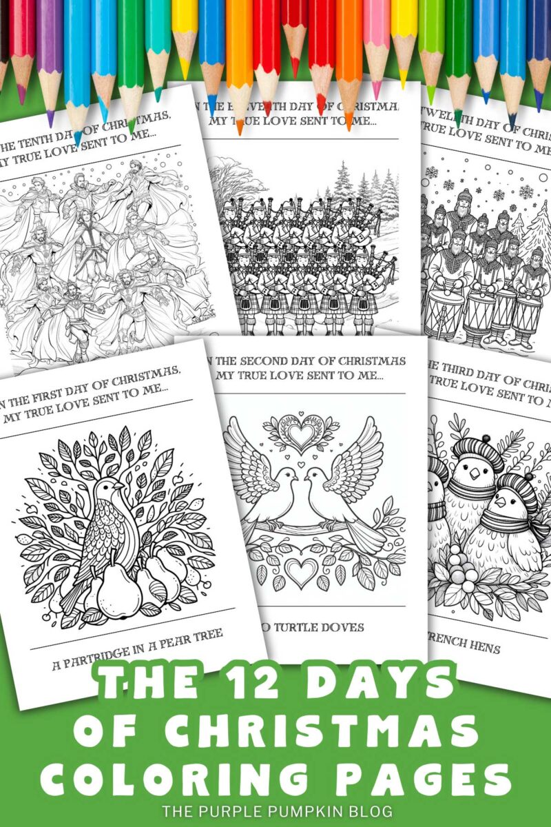 The 12 Days of Christmas Coloring Pages