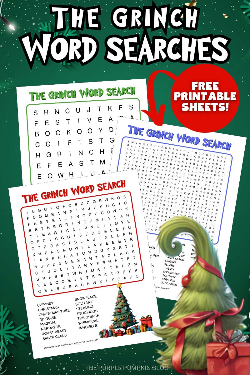 The Grinch Word Searches - Free Printable Sheets