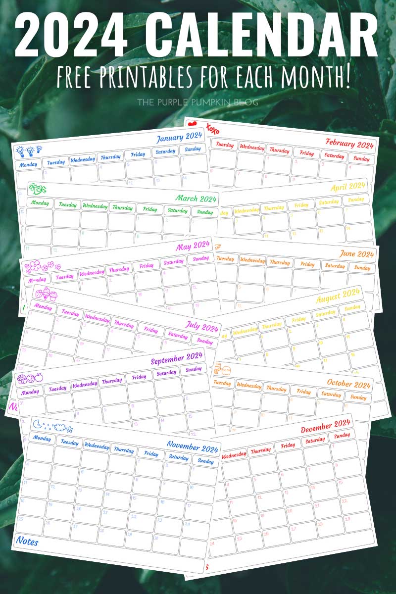 Digital Representation of 2024 Calendar Free Printables for Each Month