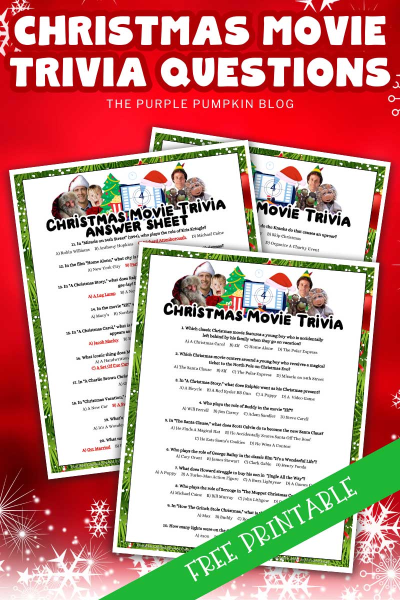 Digital image of Christmas Movie Trivia Questions Free Printable