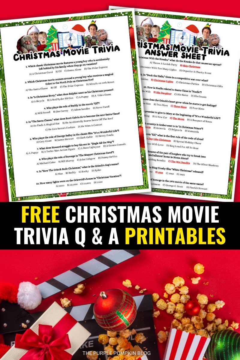 Digital image of Free Christmas Movie Trivia Q&A Printables